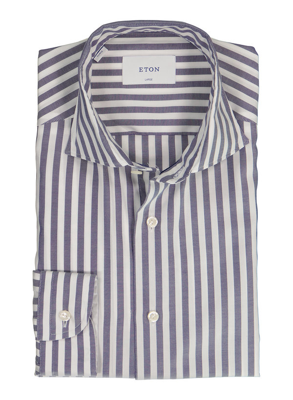 Hemd, Casual, Baumwolle, Haikragen, weiß-navy