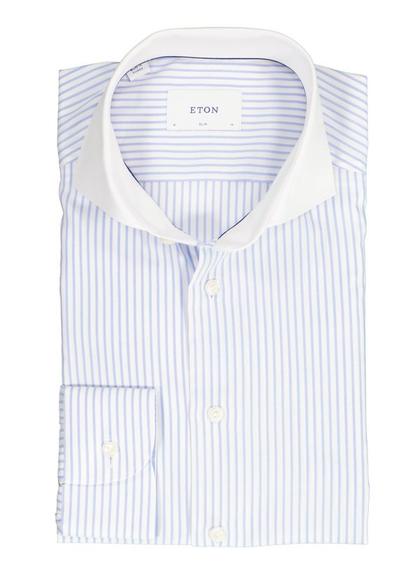 Hemd, Slim, Twill, Kent, hellblau gestreift