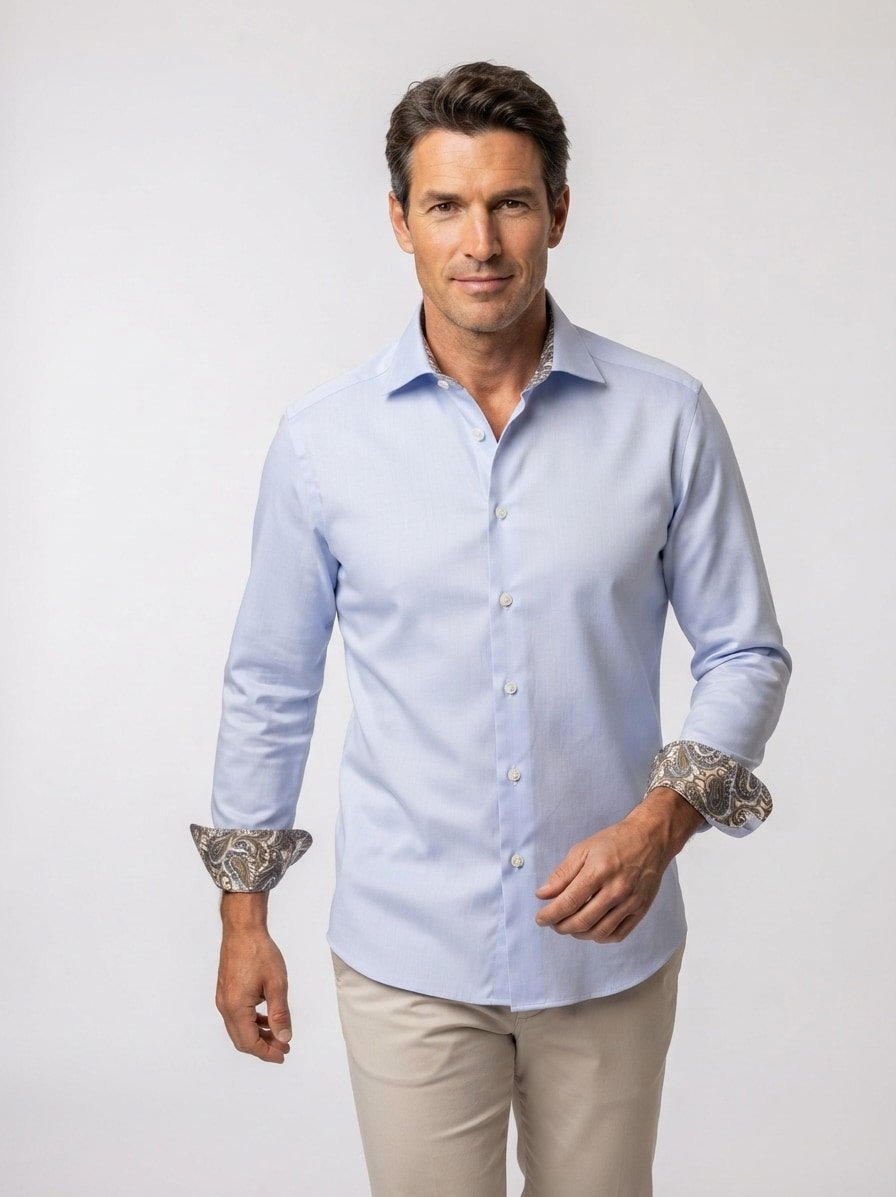 Hemd, Slim, Twill, Kent, hellblau