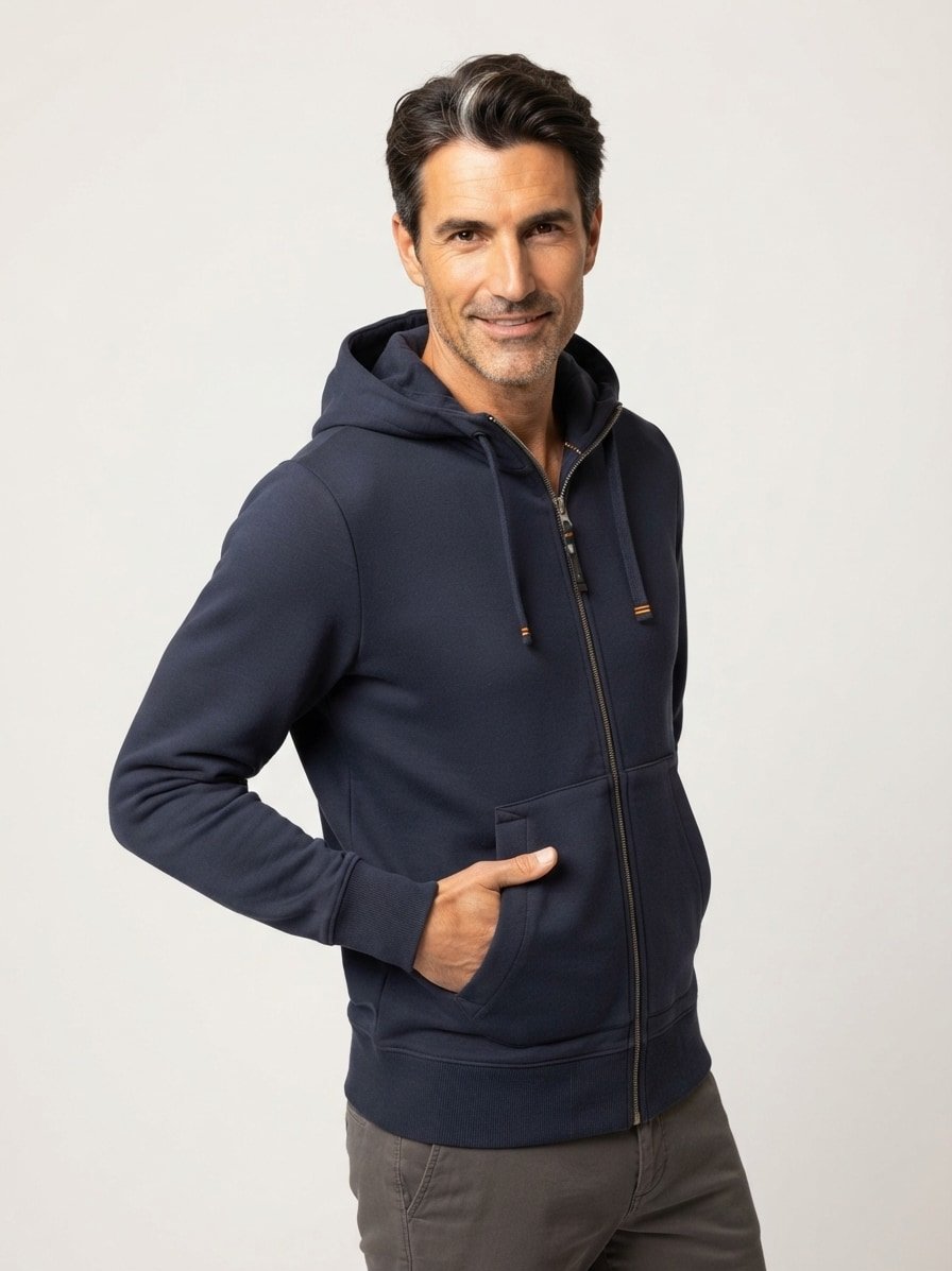 Sweatjacke Charlie Easy, Baumwolle-Fleece, navy