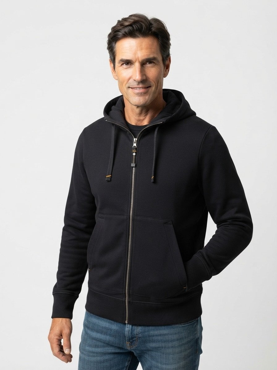 Sweatjacke Charlie Easy, Baumwolle-Fleece, schwarz