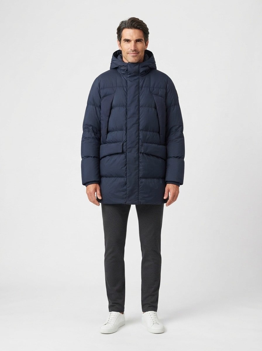 Daunenparka, Mikrofaser wasserfest, navy