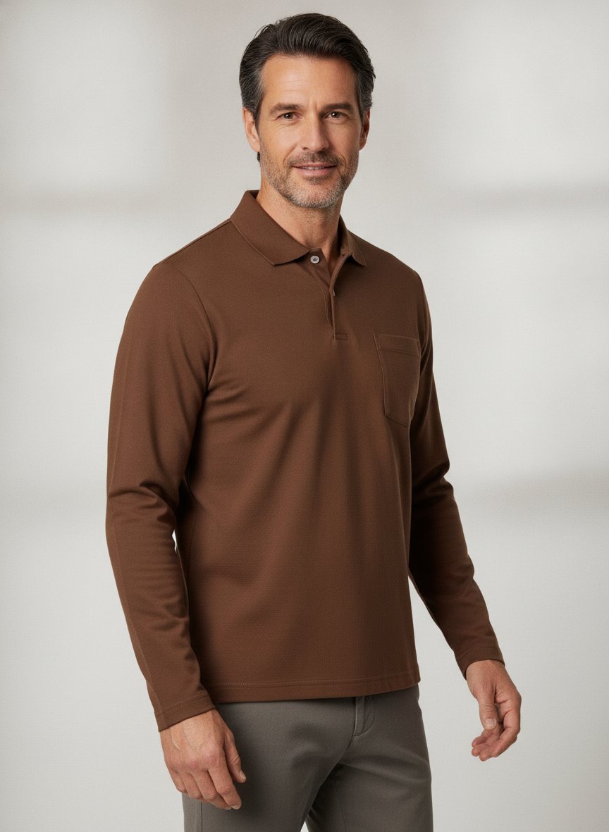 Polo-Shirt, mercerisierte Baumwolle, nougat