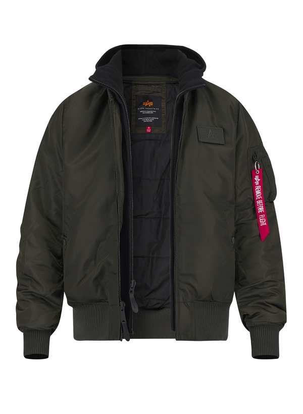Blouson MA-1, Slim Fit,  Mikrofaser wattiert, dunkeloliv