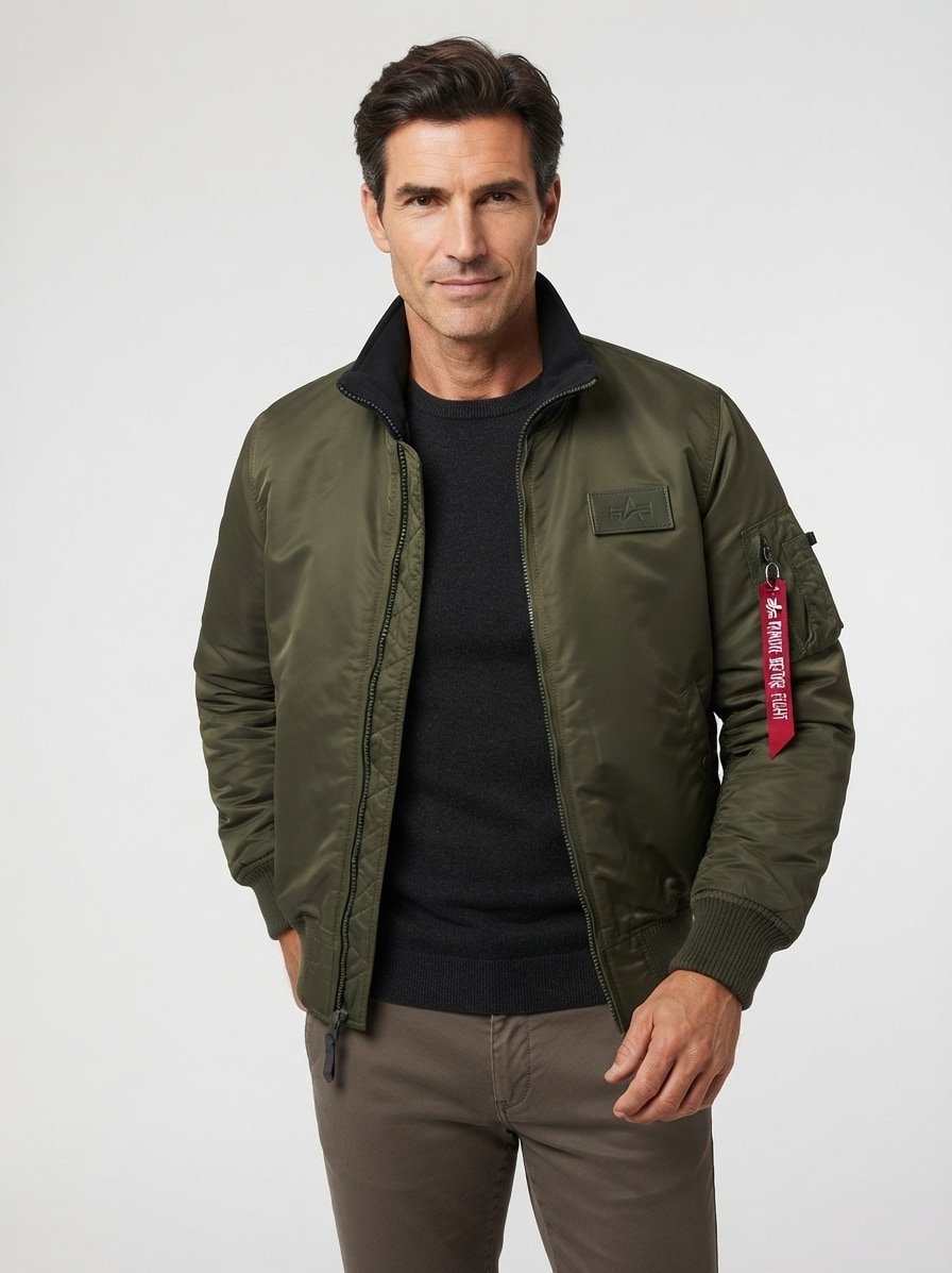 Blouson MA-1, Slim Fit,  Mikrofaser wattiert, dunkeloliv