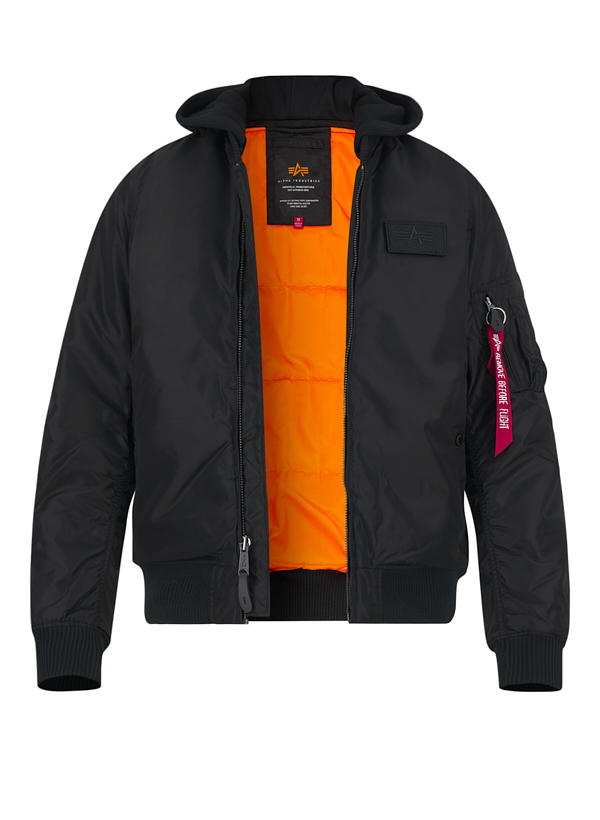 Blouson MA-1, Slim Fit, Mikrofaser wattiert, schwarz