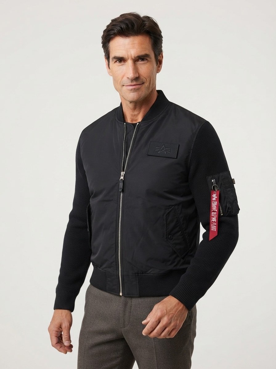 Hybrid Jacke, Mikrofaser, schwarz
