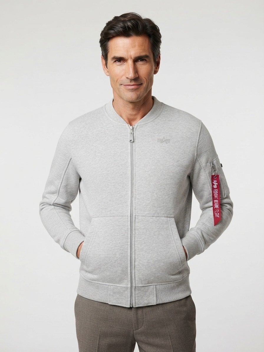 Sweatjacke, Regular Fit, Baumwolle, grau meliert