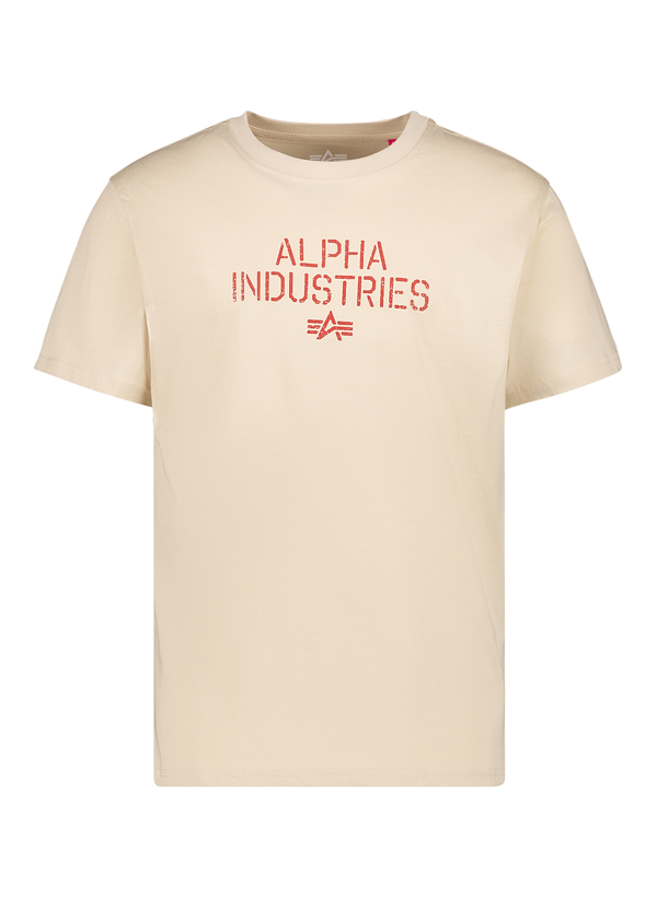 T-Shirt, Baumwolle, mit Rückenprint, beige meliert