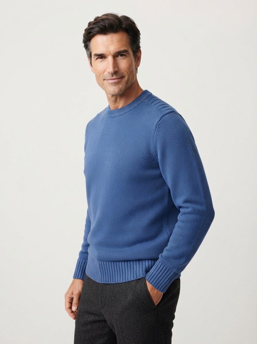 Pullover, Baumwolle, blau
