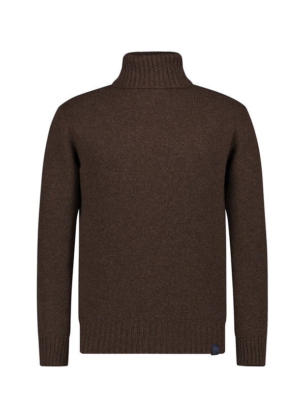 Rollkragen-Pullover, Wolle, dunkelbraun meliert