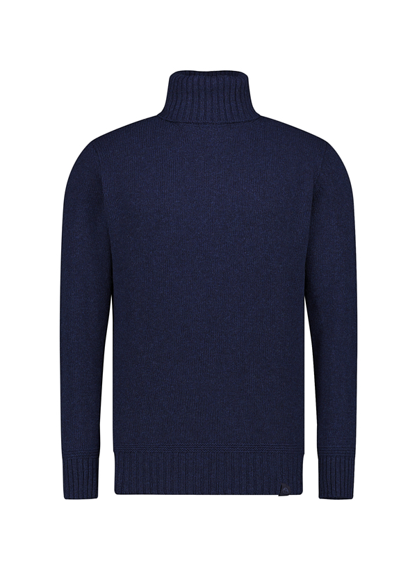 Rollkragen-Pullover, Wolle, dunkelblau meliert