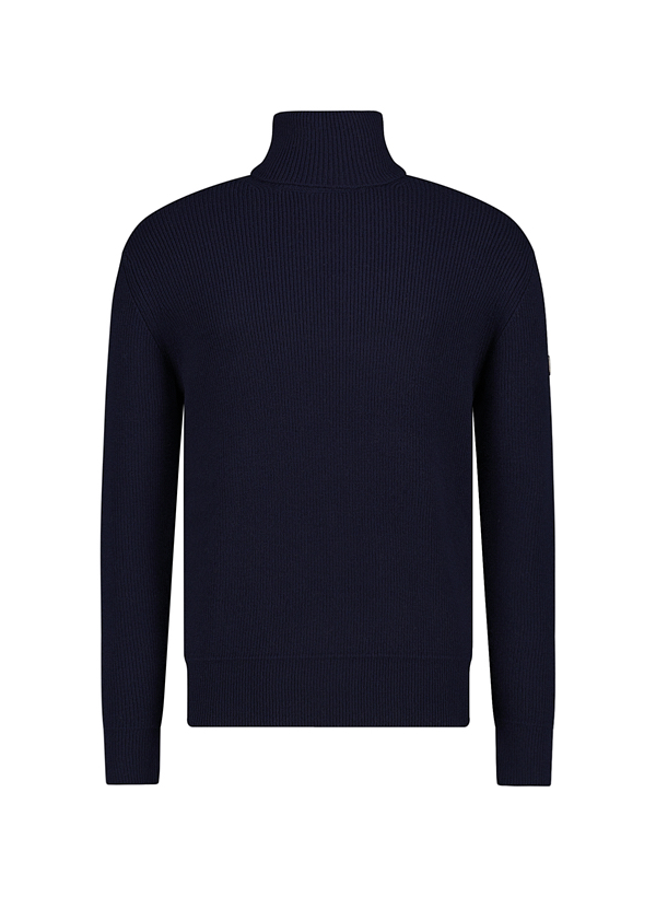 Rollkragen-Pullover, Woll-Mischung, navy strukturiert