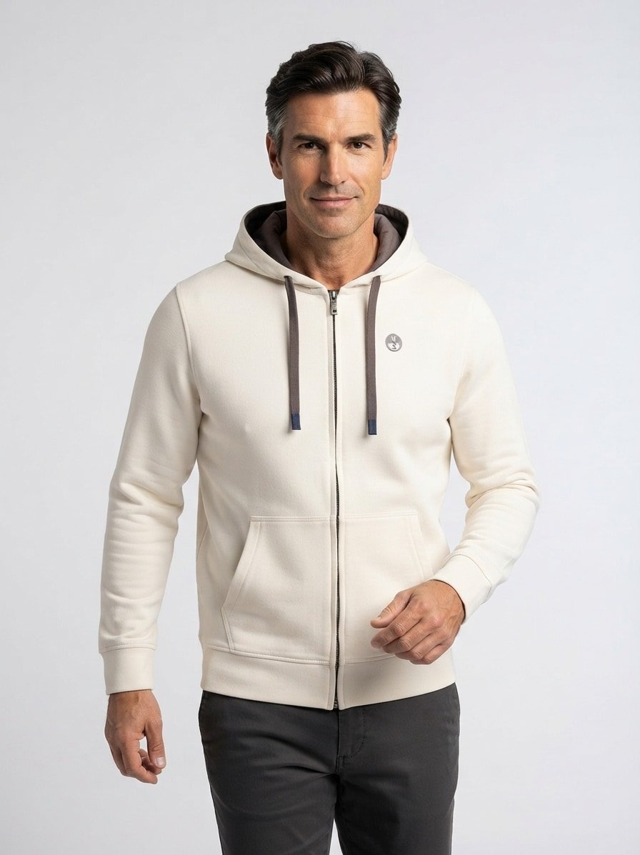 Sweatjacke, Baumwolle, ecru