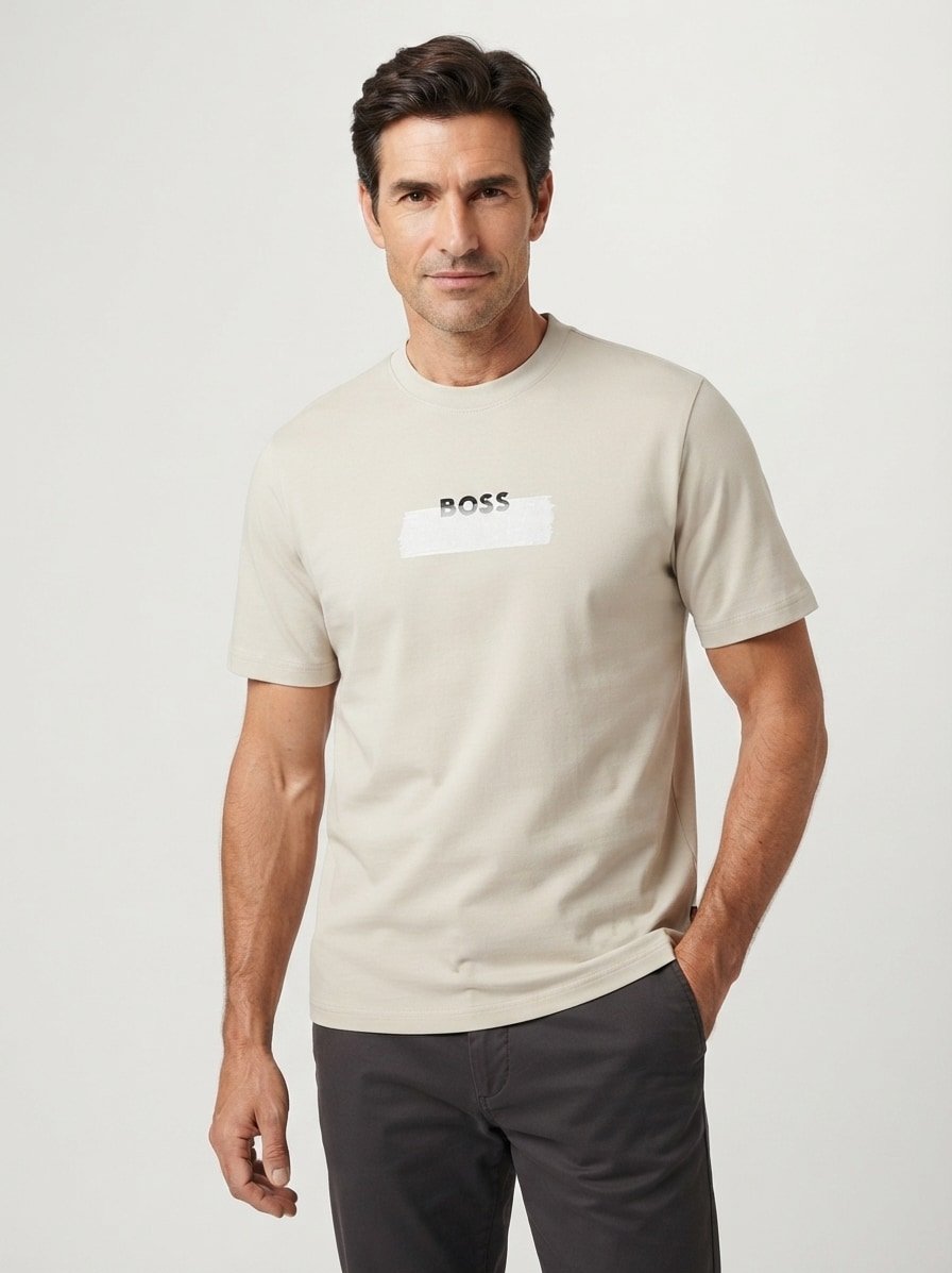 T-Shirt LogoTape, Baumwolle, beige