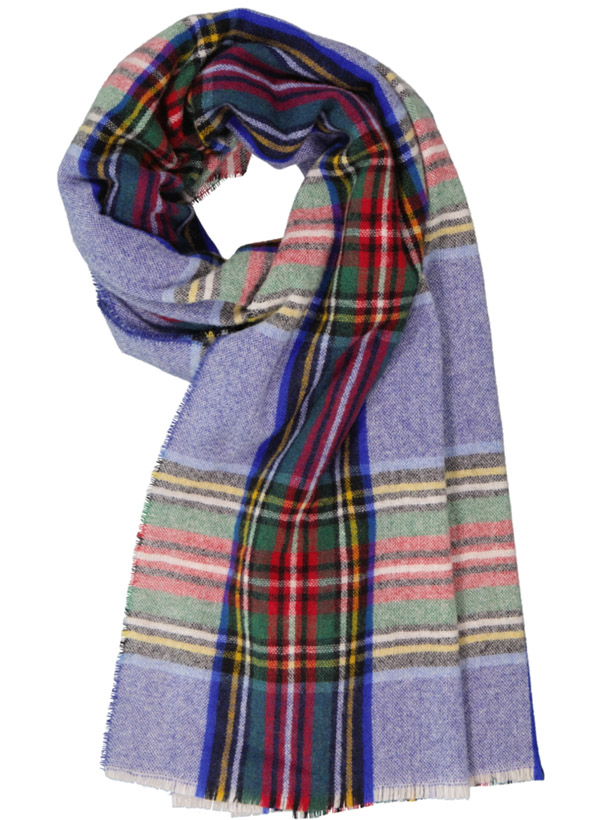 Schal Tartine, Kaschmir-Wolle, blau-multicolor kariert