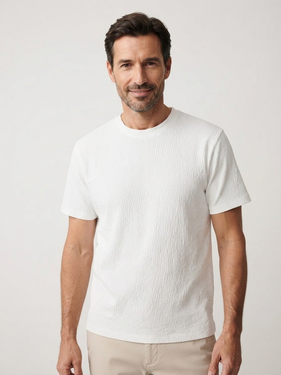 T-Shirt Deno, Baumwolle, ecru