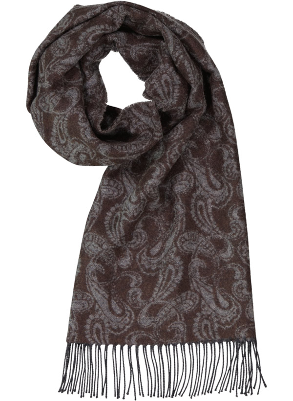 Schal Cosima, Kaschmir-Wolle, braun-grau paisley
