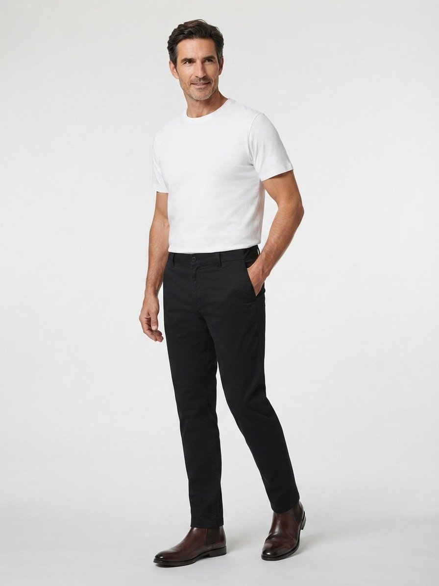 Hose Genar, Slim, Baumwoll-Stretch, schwarz