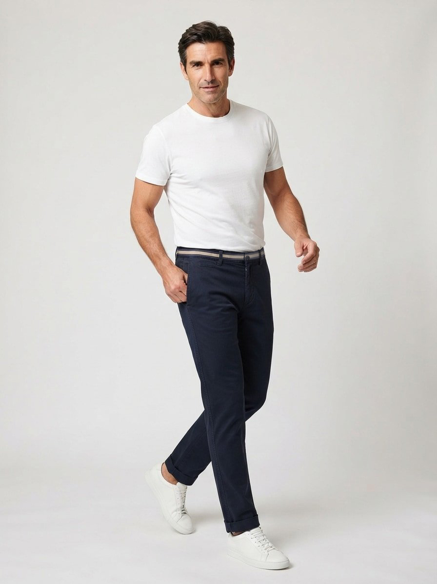 Hose, Slim Fit, Baumwolle-Stretch, navy