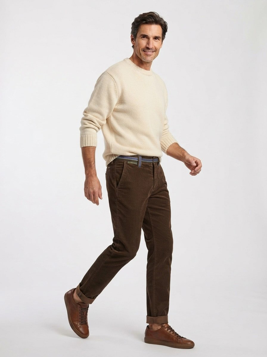 Hose, Slim Fit, Cord, dunkelbraun