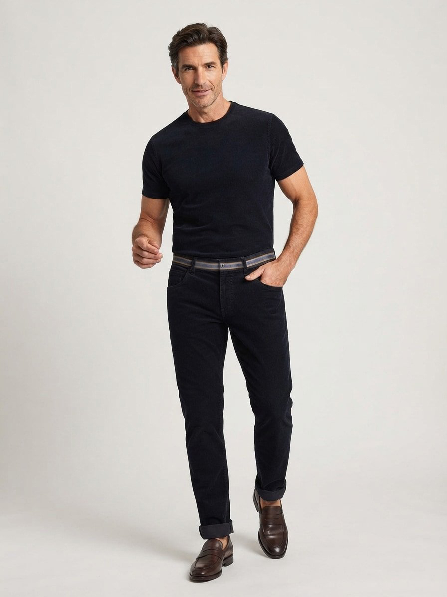 Hose, Slim Fit, Cord, dunkelblau