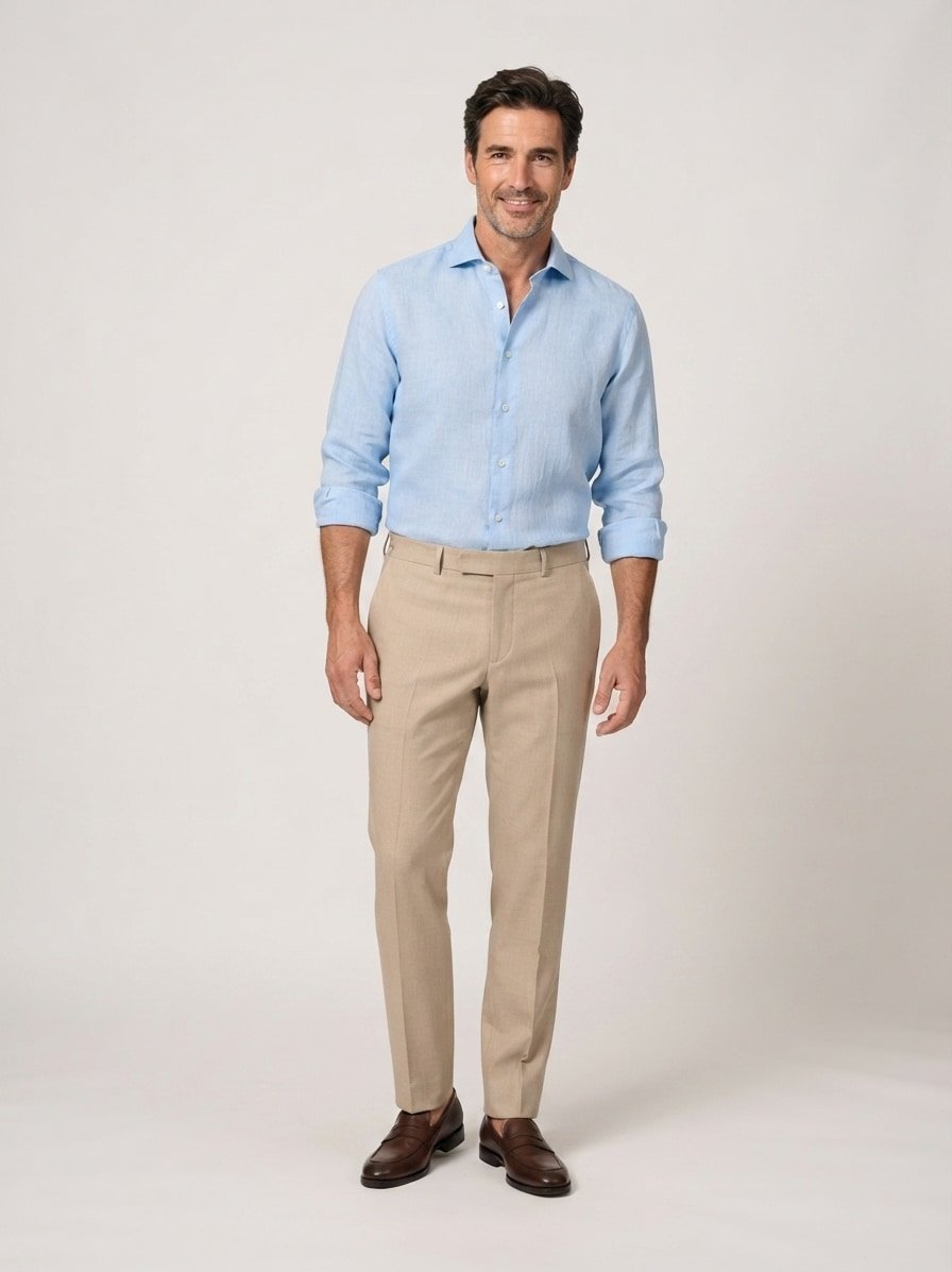 Bundfaltenhose Cisalto, Jersey, beige meliert