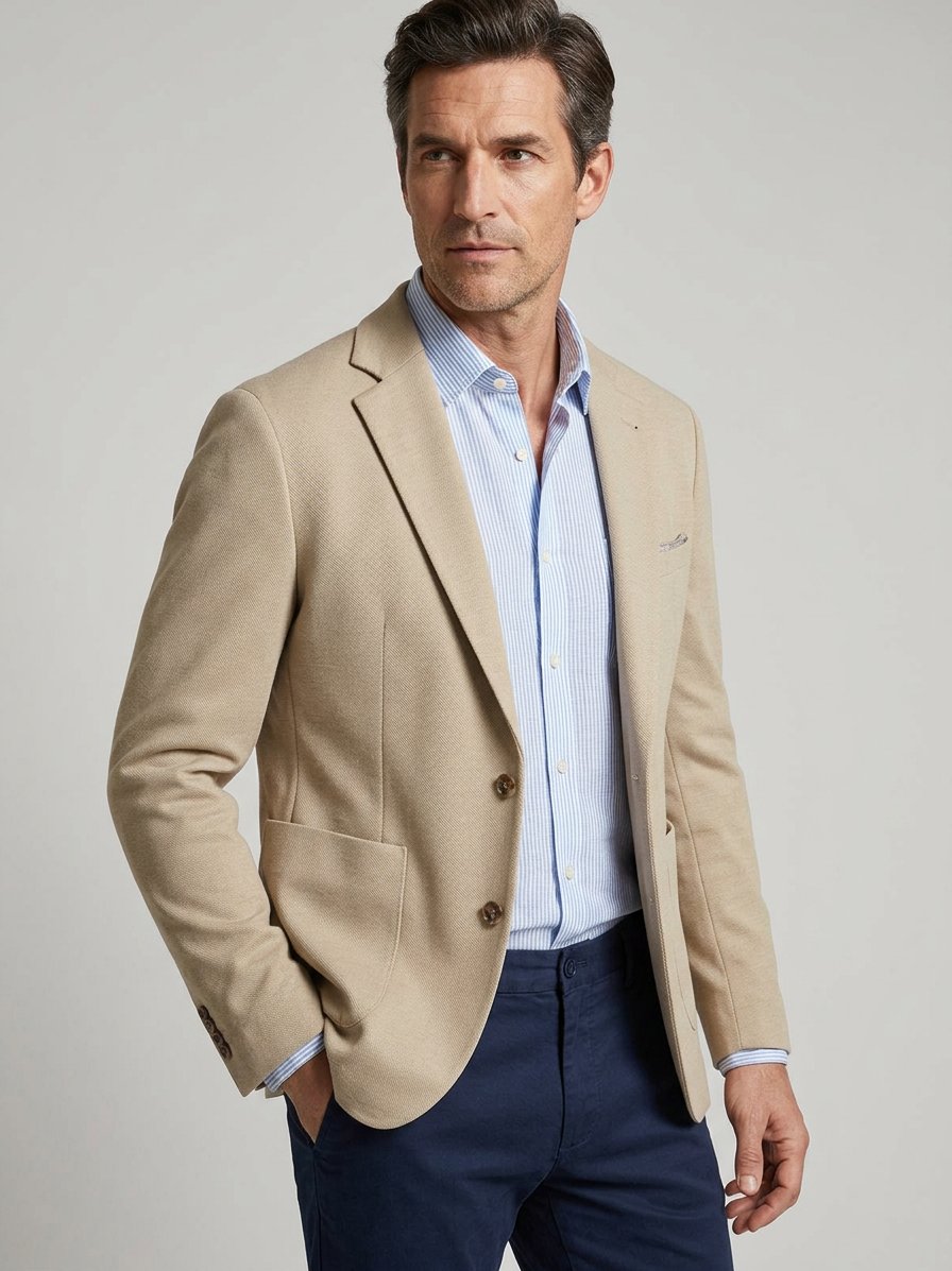 Sakko Cidati, Jersey halbgefüttert, beige meliert