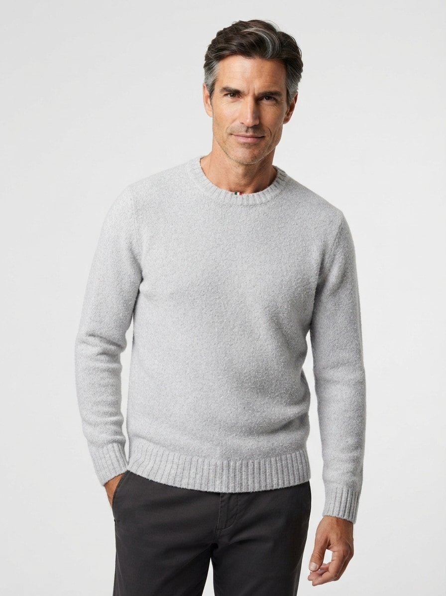 Pullover Cizac, Baumwolle, hellgrau meliert