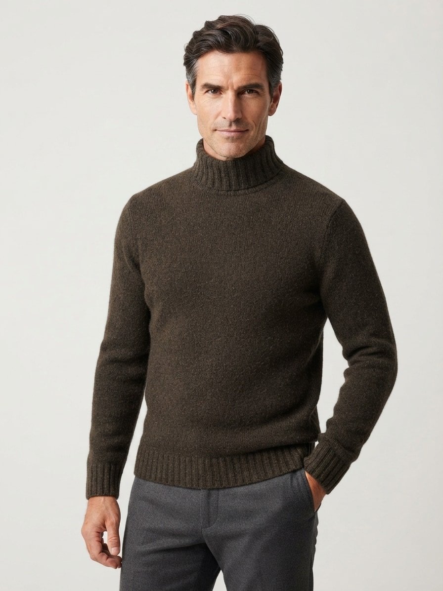 Rollkragenpullover Cizino, Baumwolle, dunkelbraun