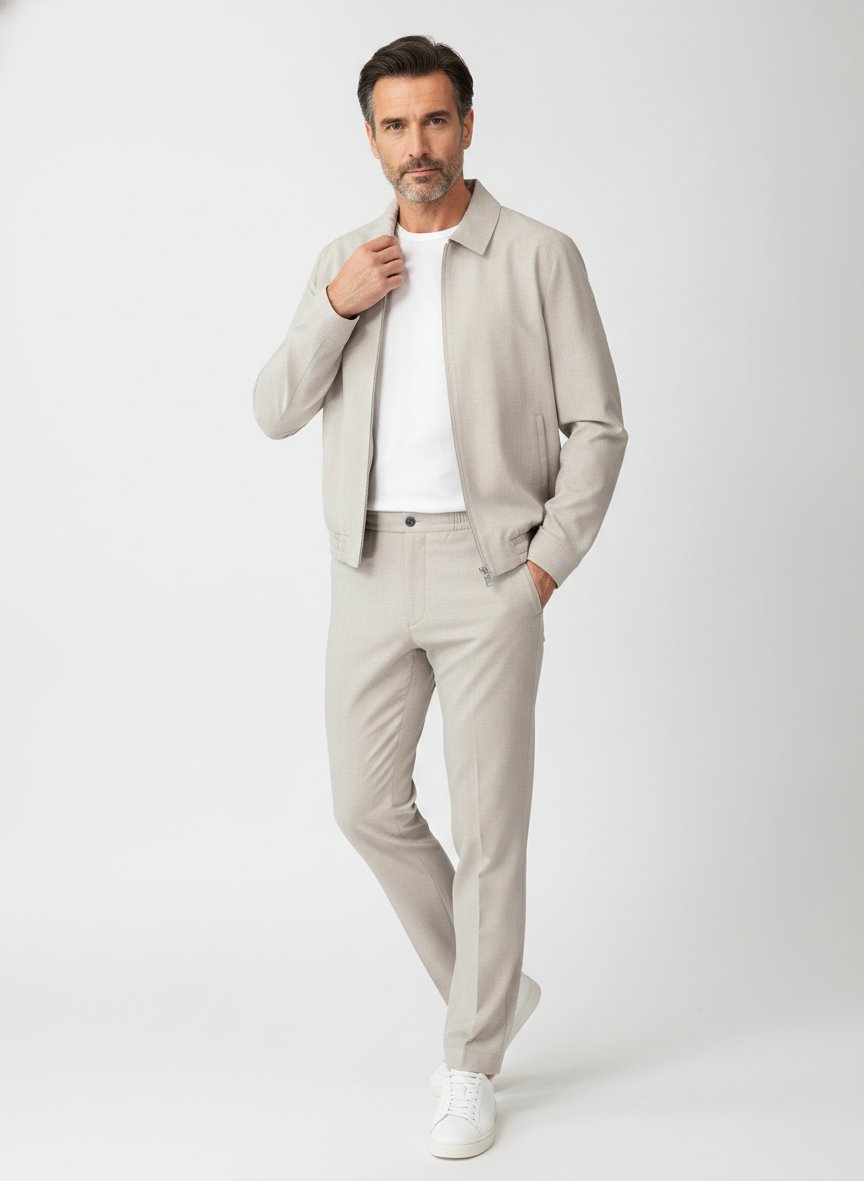 Anzug Hellys-Gos, Slim Fit, Performence-Woll-Stretch, beige meliert