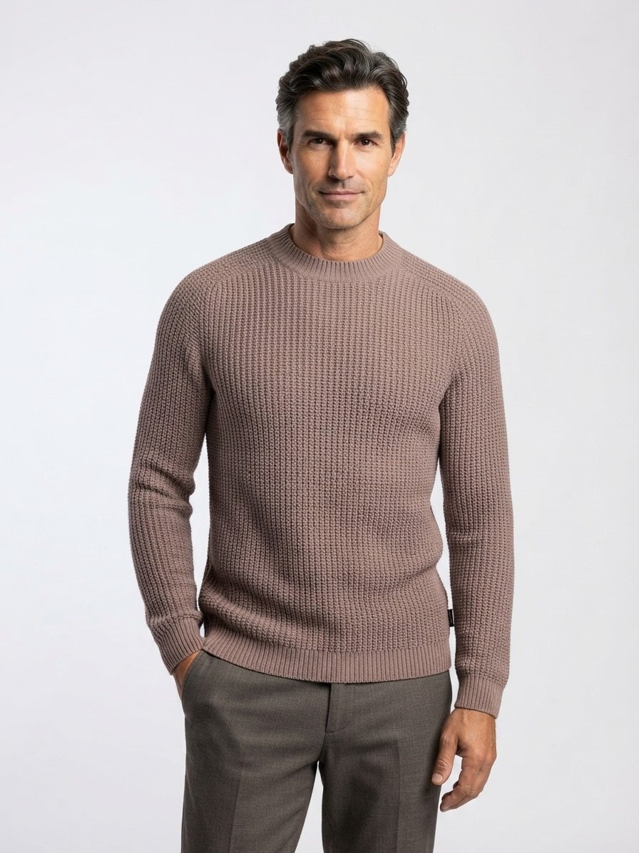 Troyer Cithono, Baumwolle-Wolle, dunkelbeige-taupe meliert