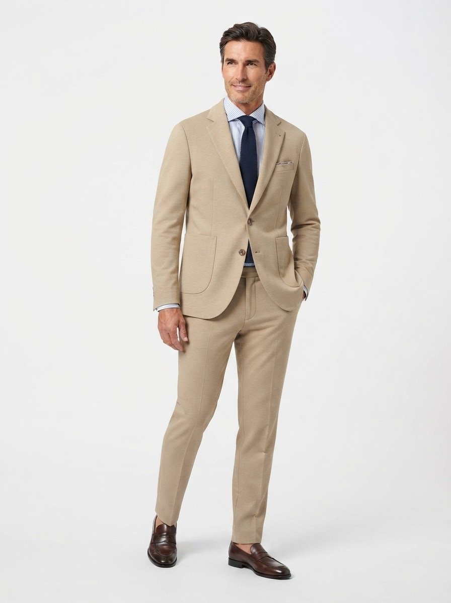 Anzug Cidati-Cisalto, Jersey halbgefüttert, beige meliert