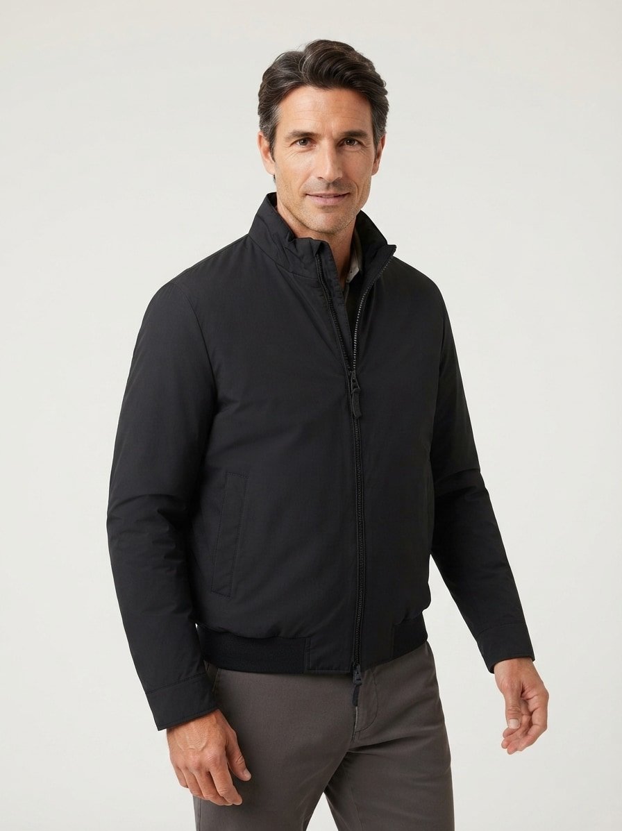 Daunenblouson, Mikrofaser, schwarz