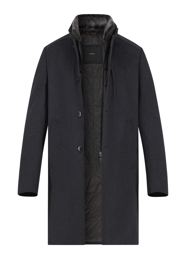 Windsor Herren Mantel grau unifarben