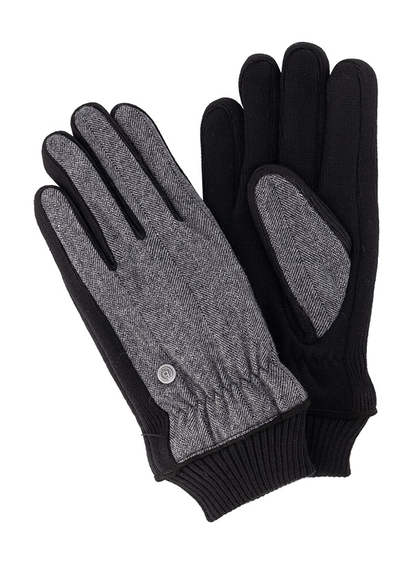 Handschuhe, Wolle Fleece gefüttert, grau-schwarz