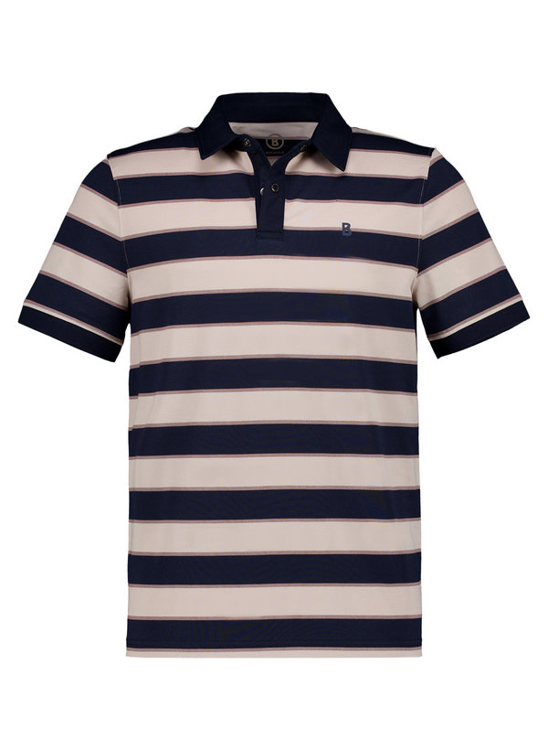 Polo-Shirt Timo-5F, Regular Fit, Baumwoll-Piqué, navy-sand gestreift
