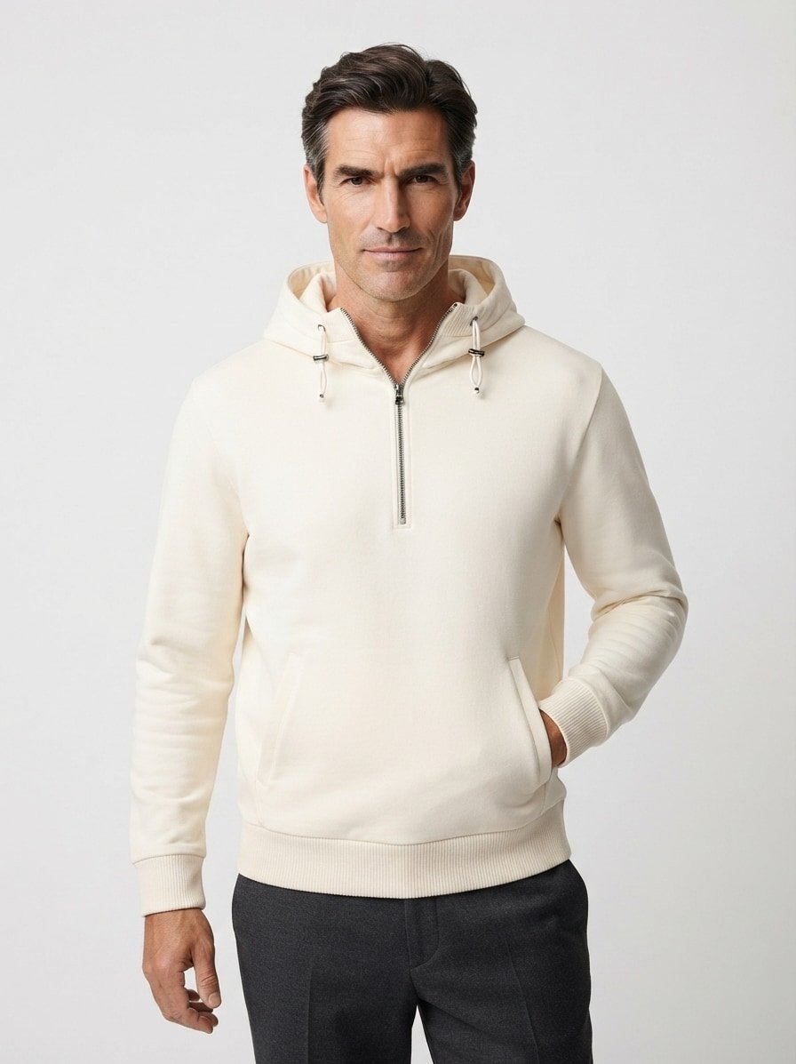 Hoodie Walker, Baumwolle, ecru