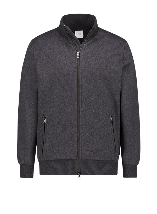 Sweatjacke Winston, Baumwolle, anthrazit meliert