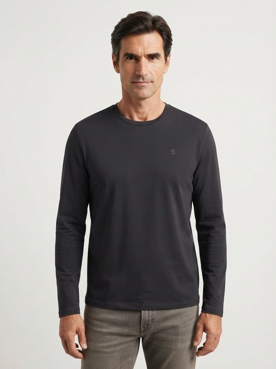 Longsleeve Arvid, Baumwolle mercerisiert, schwarz