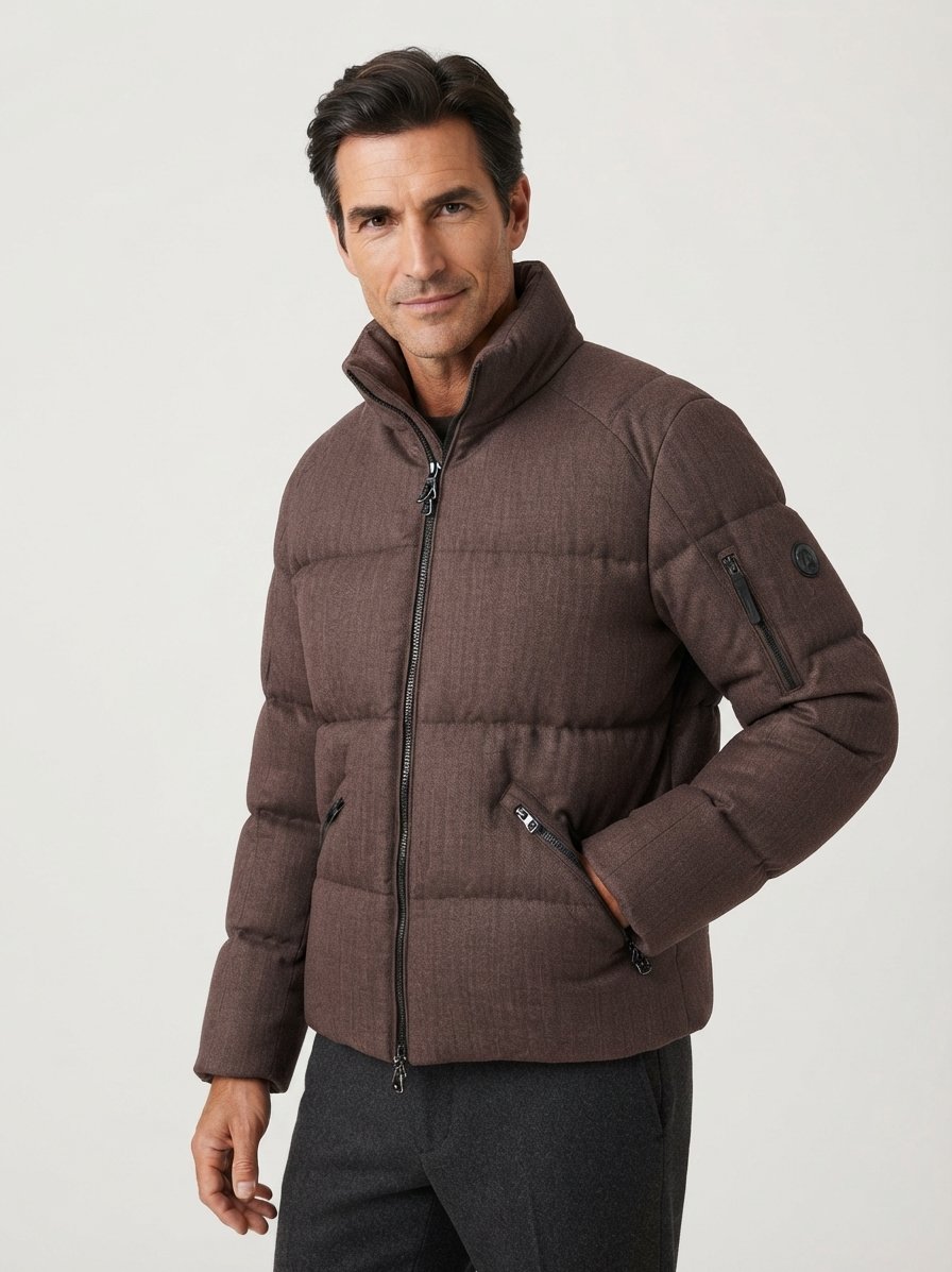 Daunenjacke Jamy-DW3, Wolle Mikrofaser, braun