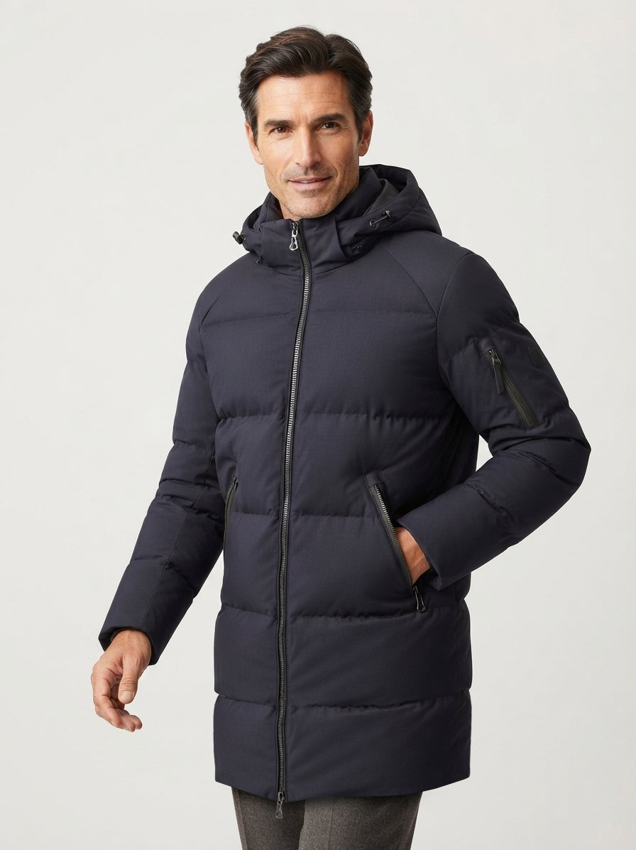Daunenparka Jones-D3, Nylon wasserabweisend, navy