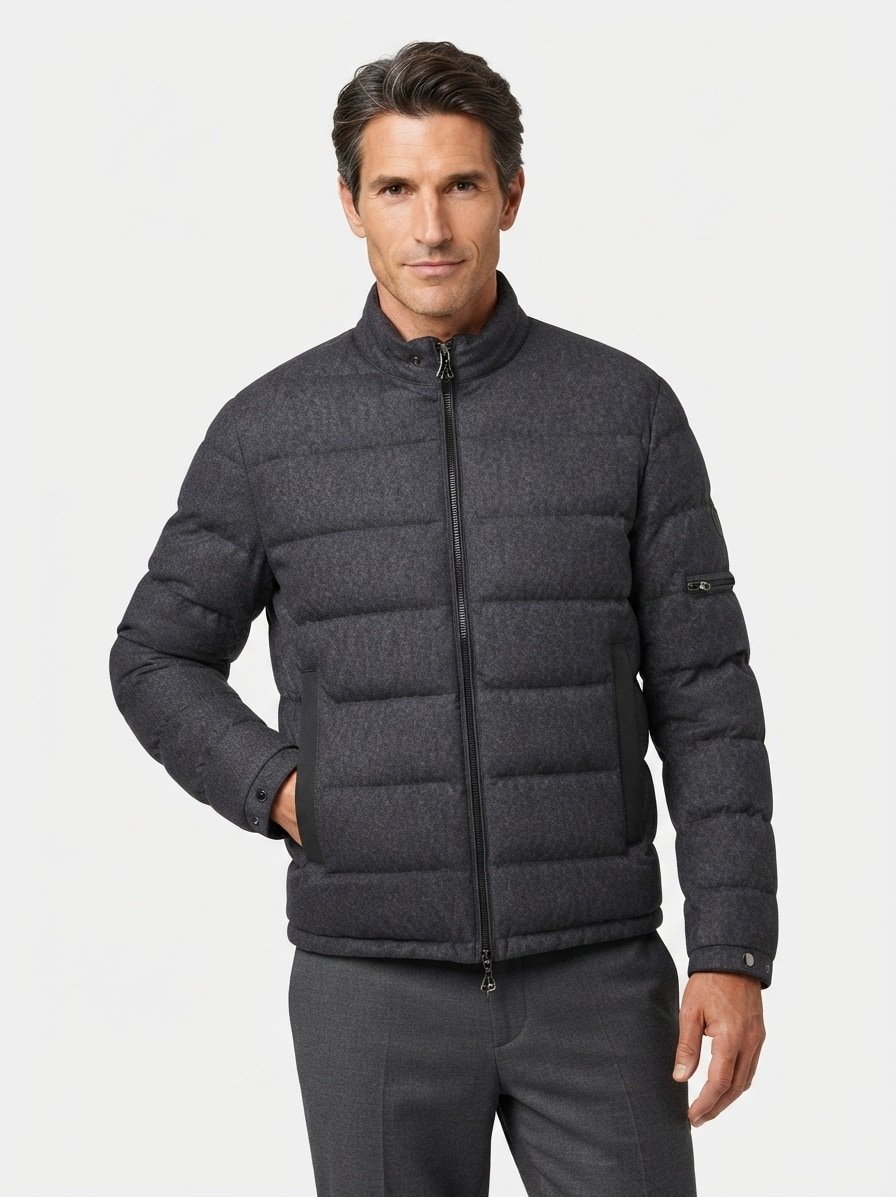 Daunenjacke Hugh, Mikrofaser, anthrazit