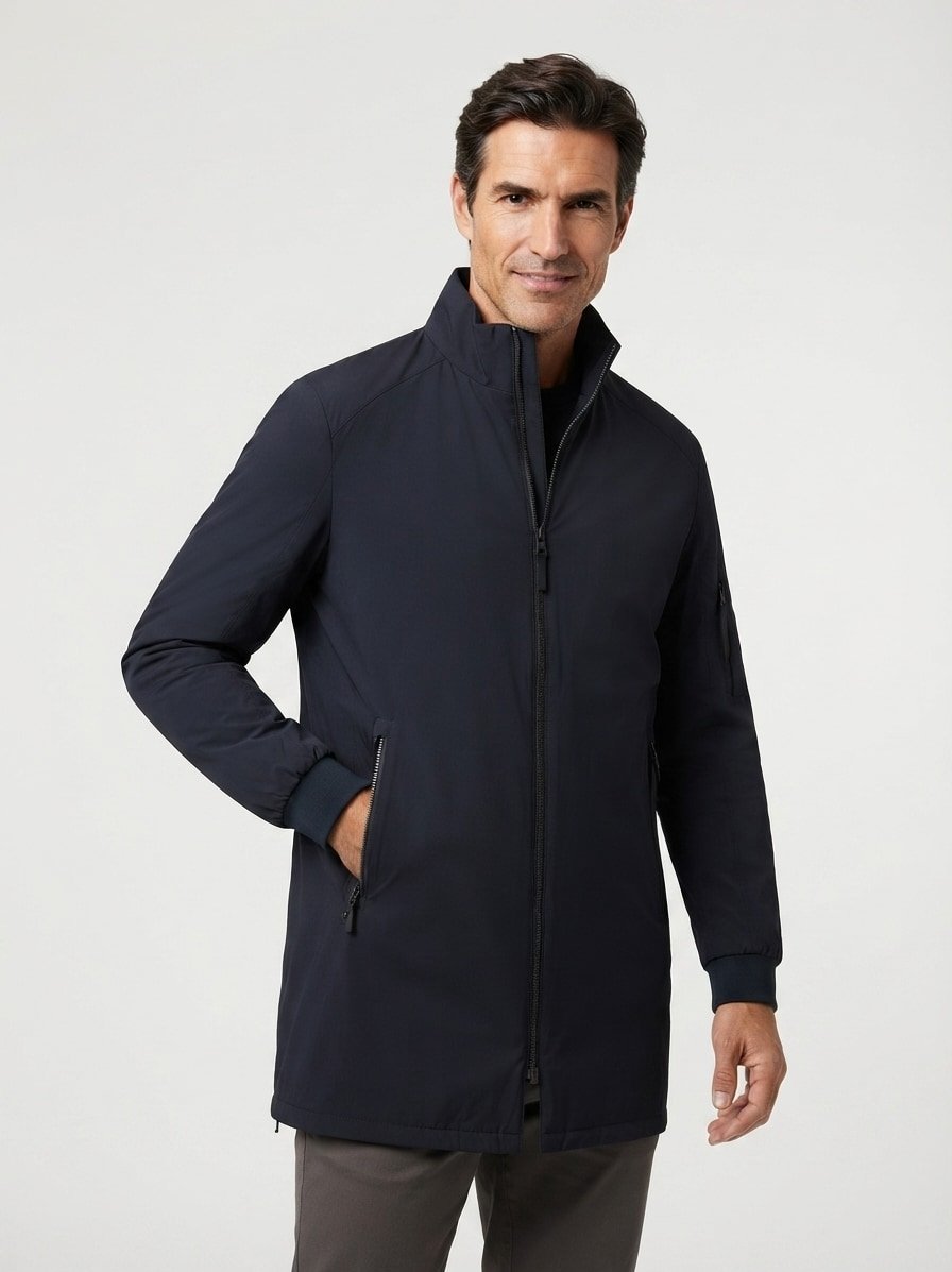Parka Luis, Mikrofaser-Stretch, navy