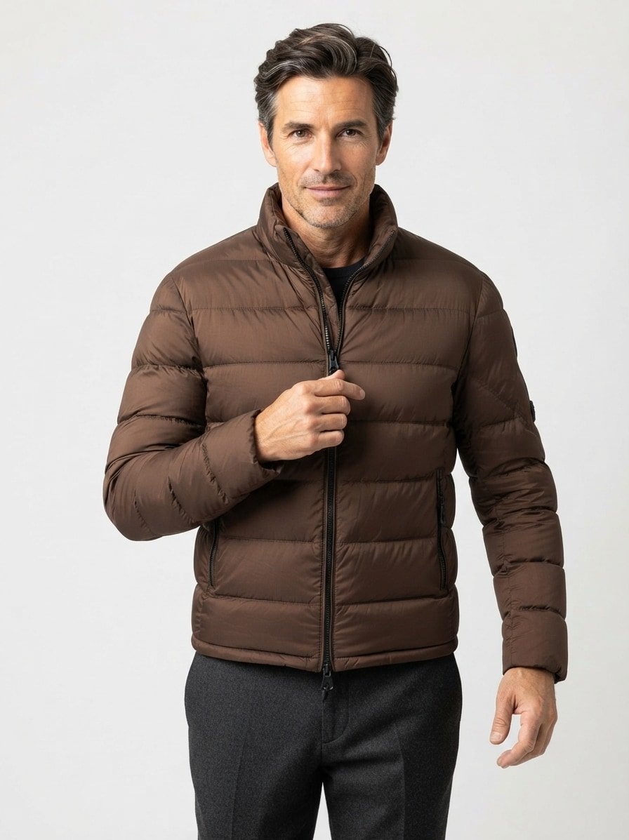 Daunenjacke Hugh, Mikrofaser, bronzebraun