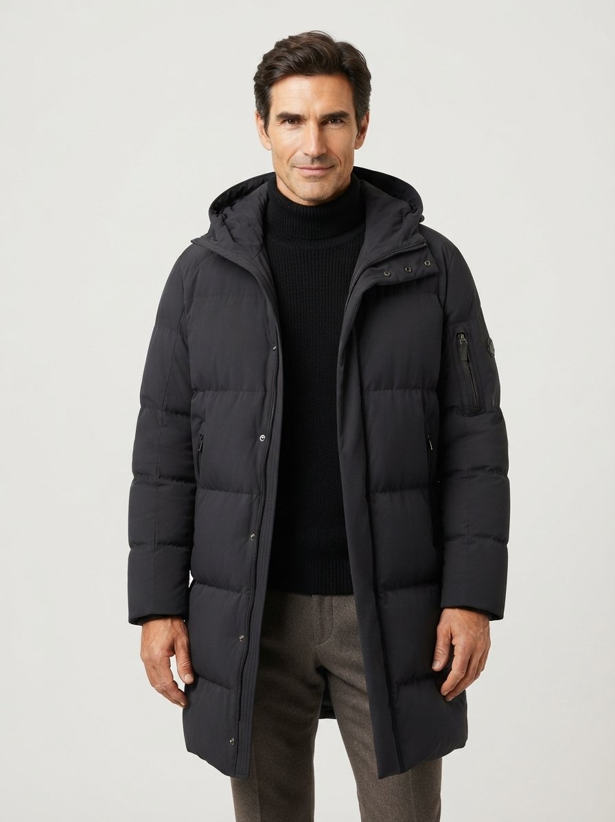 Daunenparka Erico-D3, Nylon wasserabweisend, schwarz