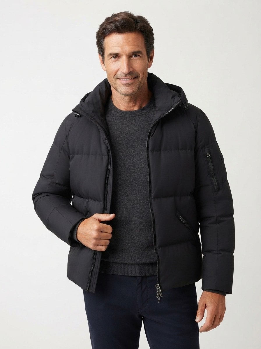 Daunenjacke Jamy-D3, Nylon wasserabweisend, schwarz