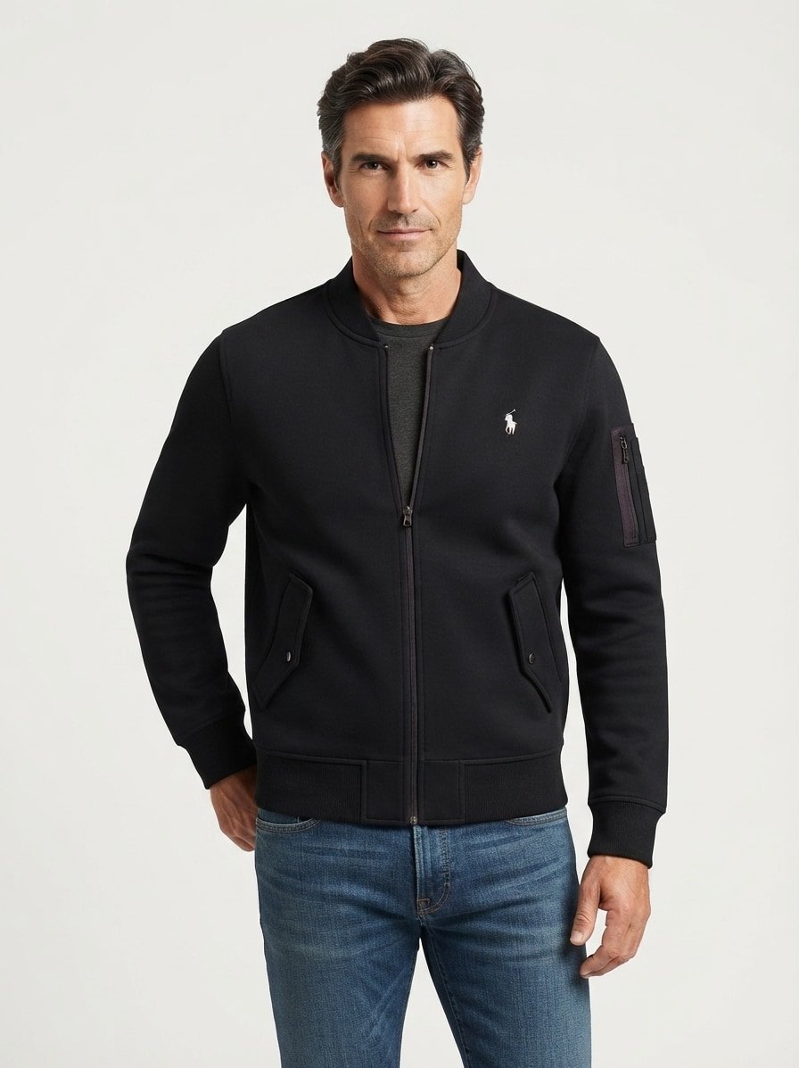 Sweatjacke, Baumwolle, schwarz