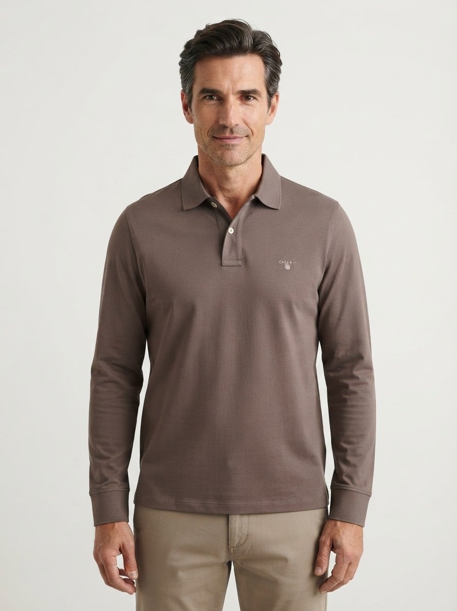 Polo-Shirt, Regular Fit, Baumwoll-Piqué, taupe