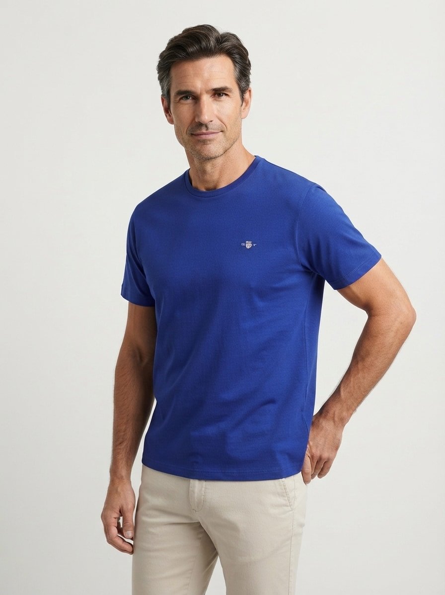 T-Shirt, Regular Fit, Baumwolle, crisp blue